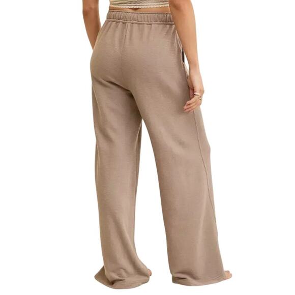 Aerie Soft Life Pants Womens L Beige Wide Leg High Rise Weekend Casual Lounge - Picture 5 of 16
